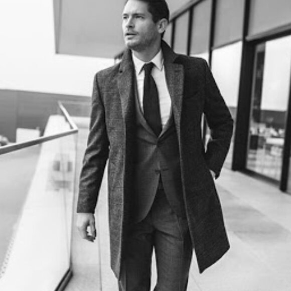 BAUMLER Malcom Modern Fit Wool Gray Trench Coat 52 - Picture 2 of 13